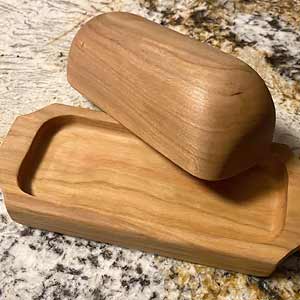 Wood Covered Butter Dish for Refrigerator