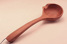 Spouted wood serving spoon